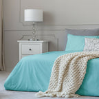 Parure de lit en coton 1800 fils avec draps et taies d'oreiller à poche profonde, toutes tailles