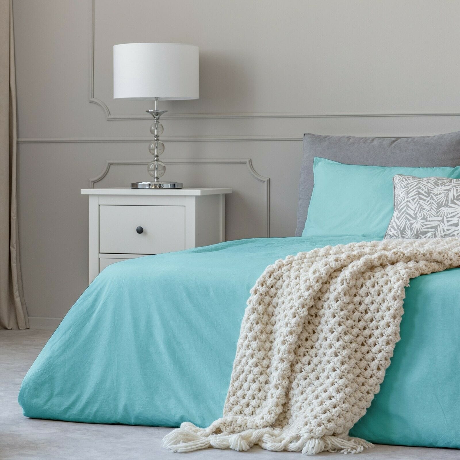 Parure de lit en coton 1800 fils avec draps et taies d'oreiller à poche profonde, toutes tailles