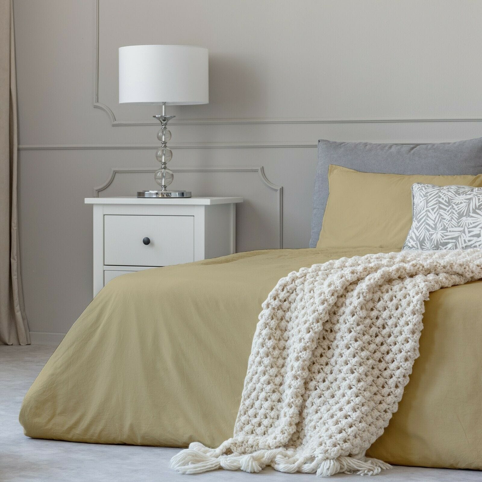 Parure de lit en coton 1800 fils avec draps et taies d'oreiller à poche profonde, toutes tailles