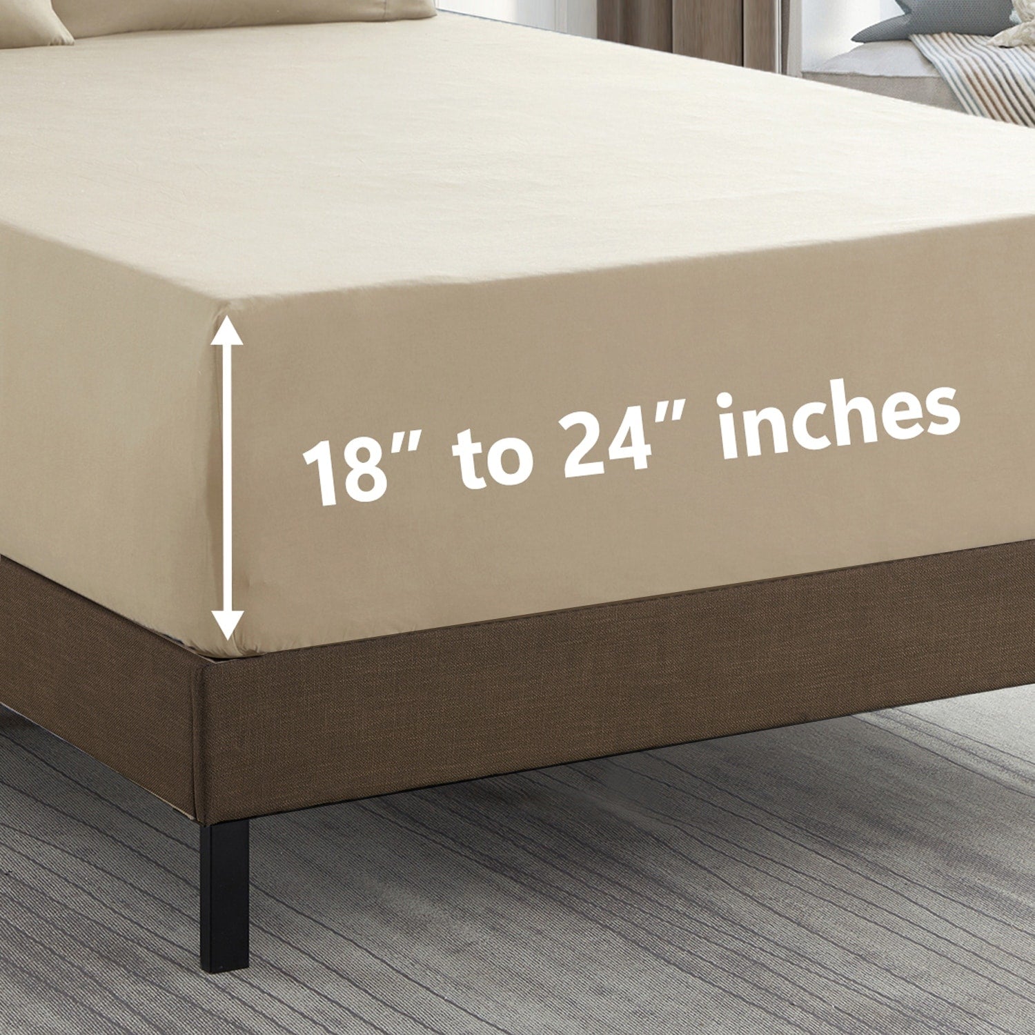 Ensemble de draps extra profonds à 24 poches, 6 pièces, série 1500