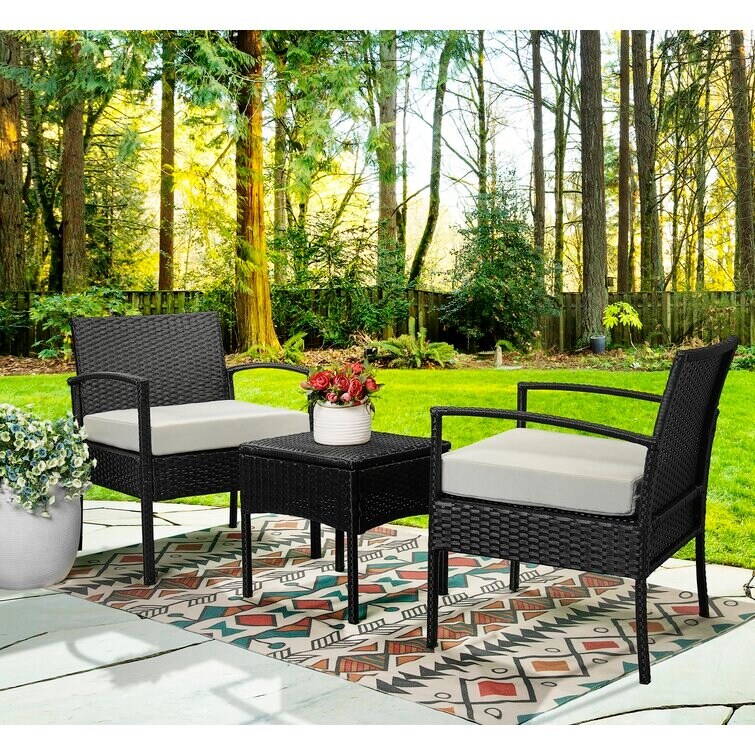 Ensemble de sièges d'extérieur pour 2 personnes avec coussins