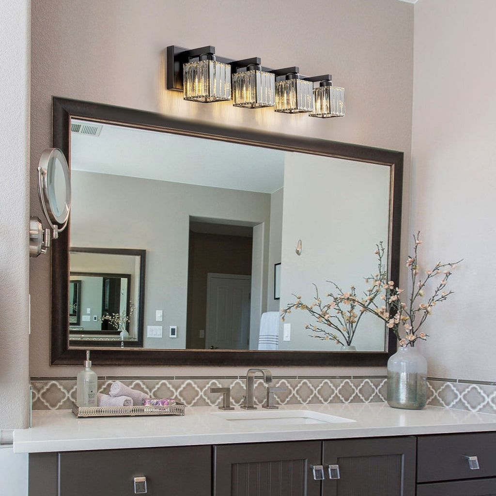 Applique murale de salle de bain 2/3/4/5 lumières avec abat-jour en cristal