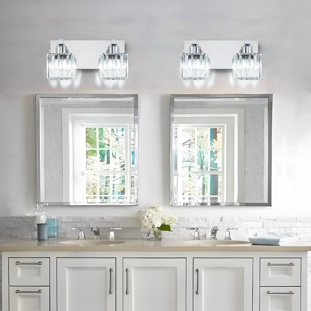 Applique murale de salle de bain 2/3/4/5 lumières avec abat-jour en cristal