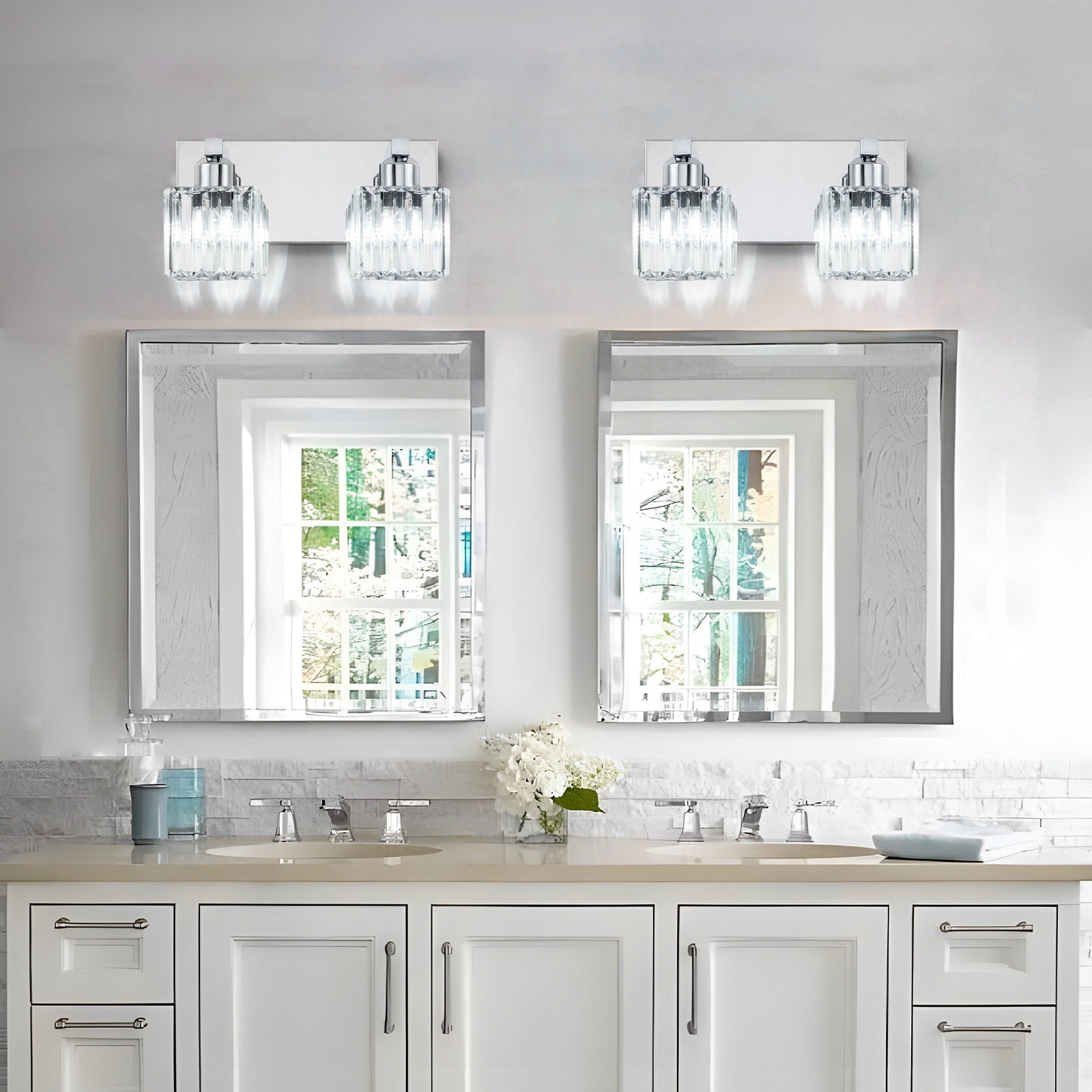 Applique murale de salle de bain 2/3/4/5 lumières avec abat-jour en cristal