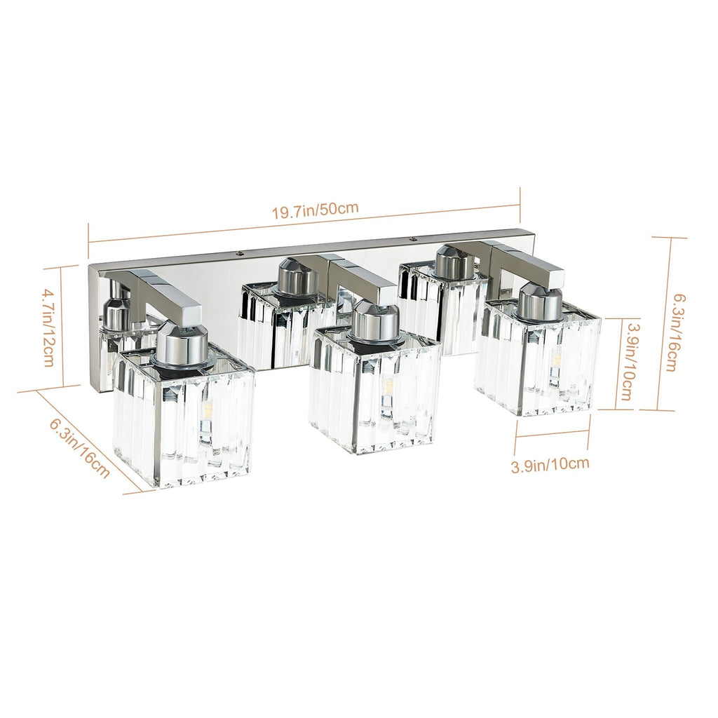Applique murale de salle de bain 2/3/4/5 lumières avec abat-jour en cristal