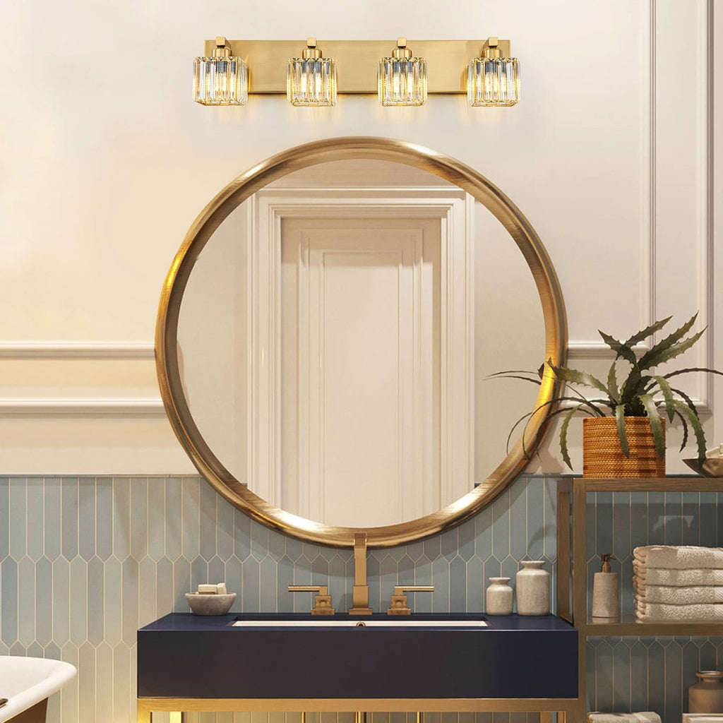 Applique murale de salle de bain 2/3/4/5 lumières avec abat-jour en cristal