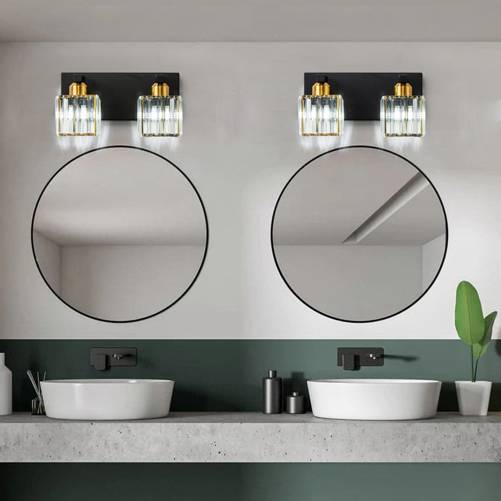 Applique murale de salle de bain 2/3/4/5 lumières avec abat-jour en cristal