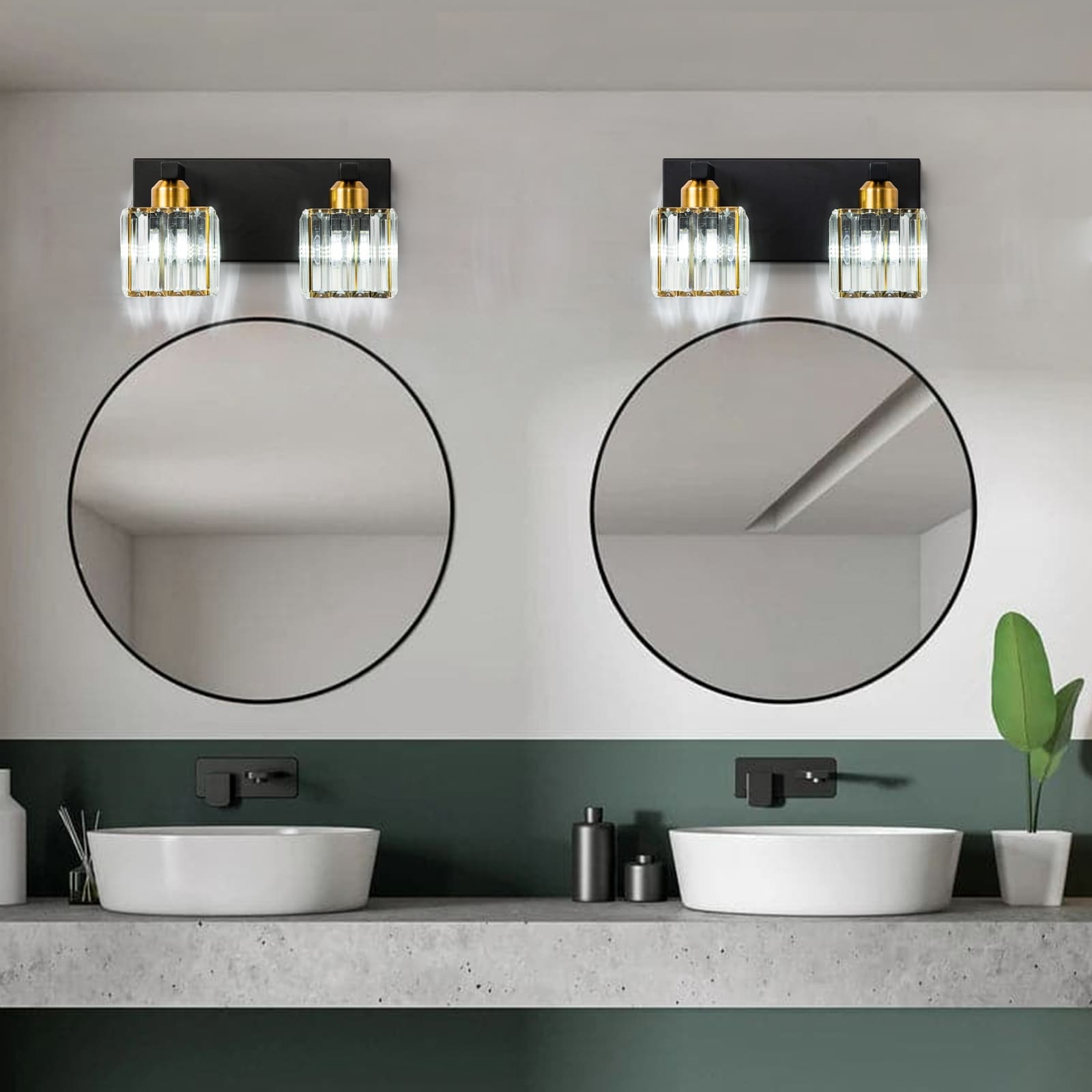 Applique murale de salle de bain 2/3/4/5 lumières avec abat-jour en cristal