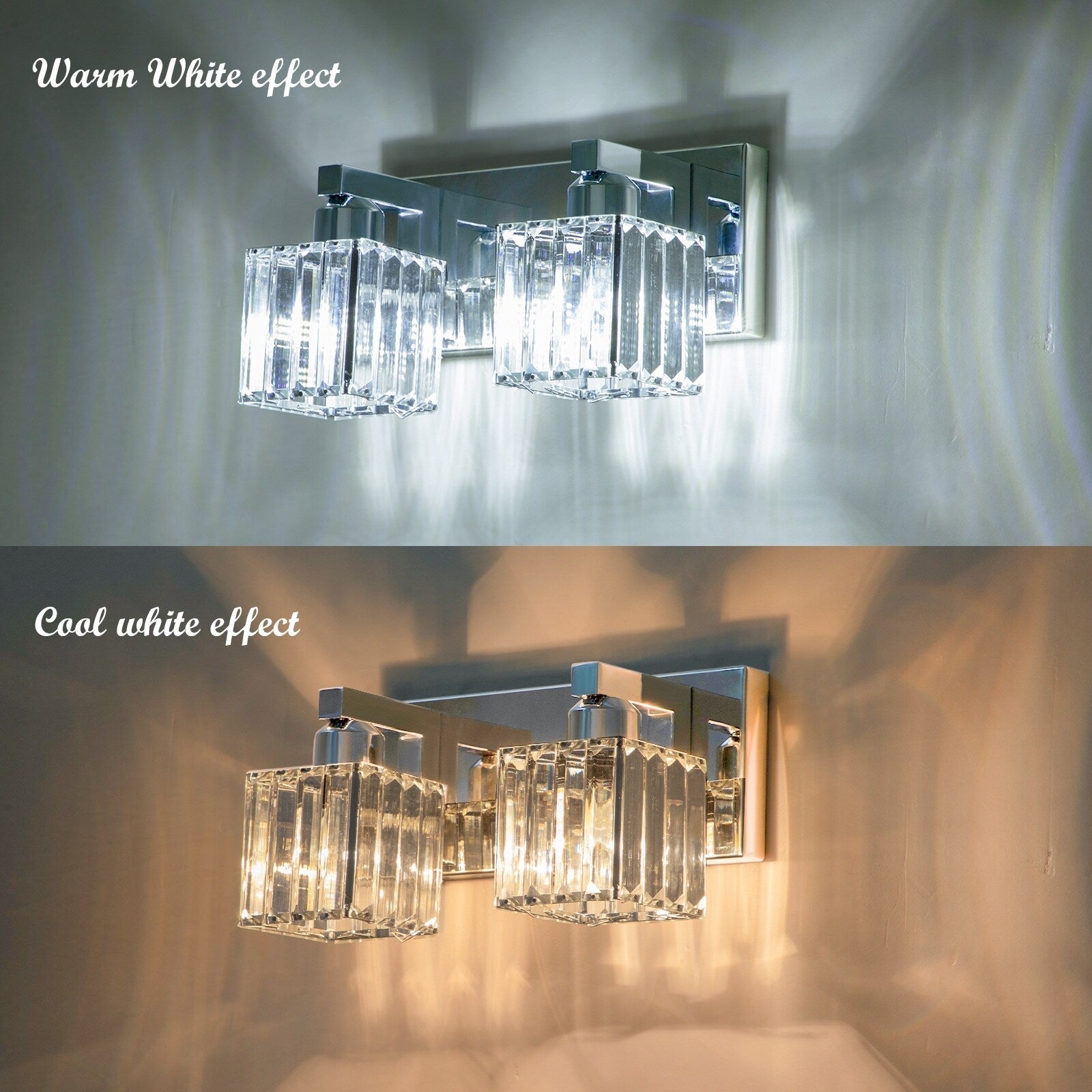 Applique murale de salle de bain 2/3/4/5 lumières avec abat-jour en cristal