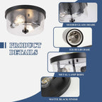 Plafonnier encastré noir à 2 lampes de style ferme - Lot de 2