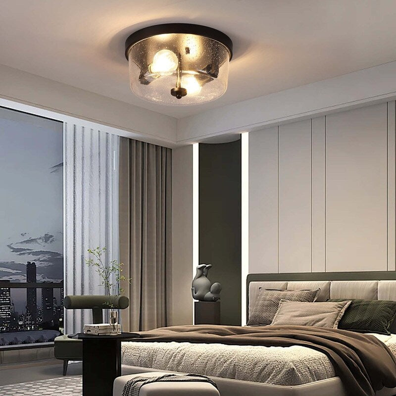 Plafonnier encastré noir à 2 lampes de style ferme - Lot de 2