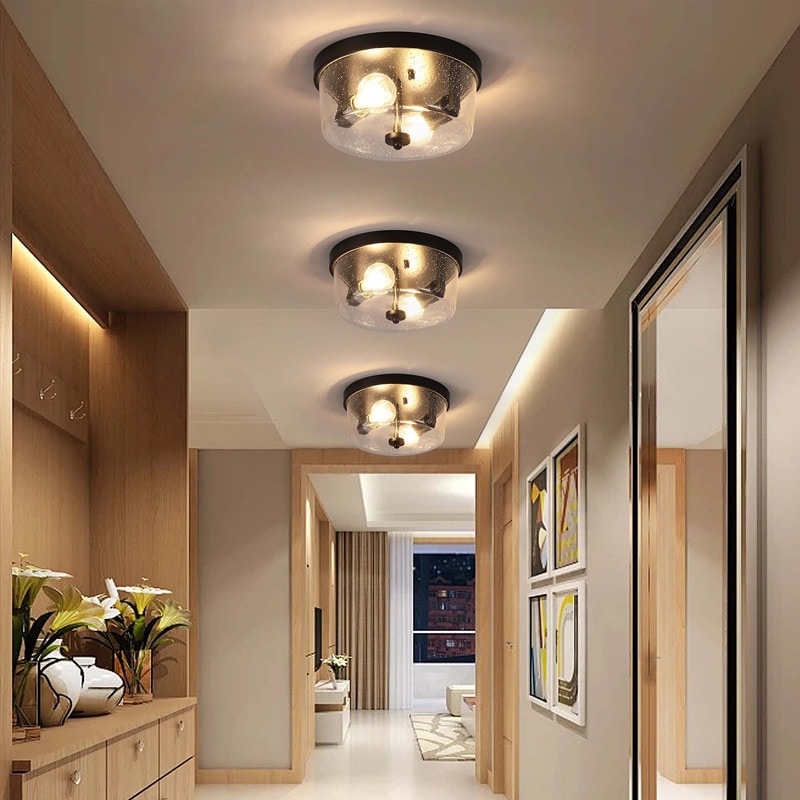 Plafonnier encastré noir à 2 lampes de style ferme - Lot de 2