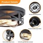 Plafonnier encastré noir à 2 lampes de style ferme - Lot de 2