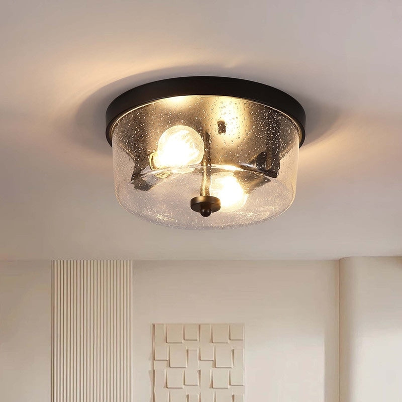 Plafonnier encastré noir à 2 lampes de style ferme - Lot de 2