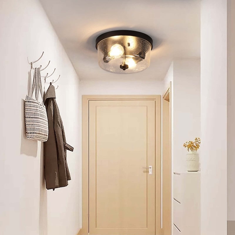 Plafonnier encastré noir à 2 lampes de style ferme - Lot de 2