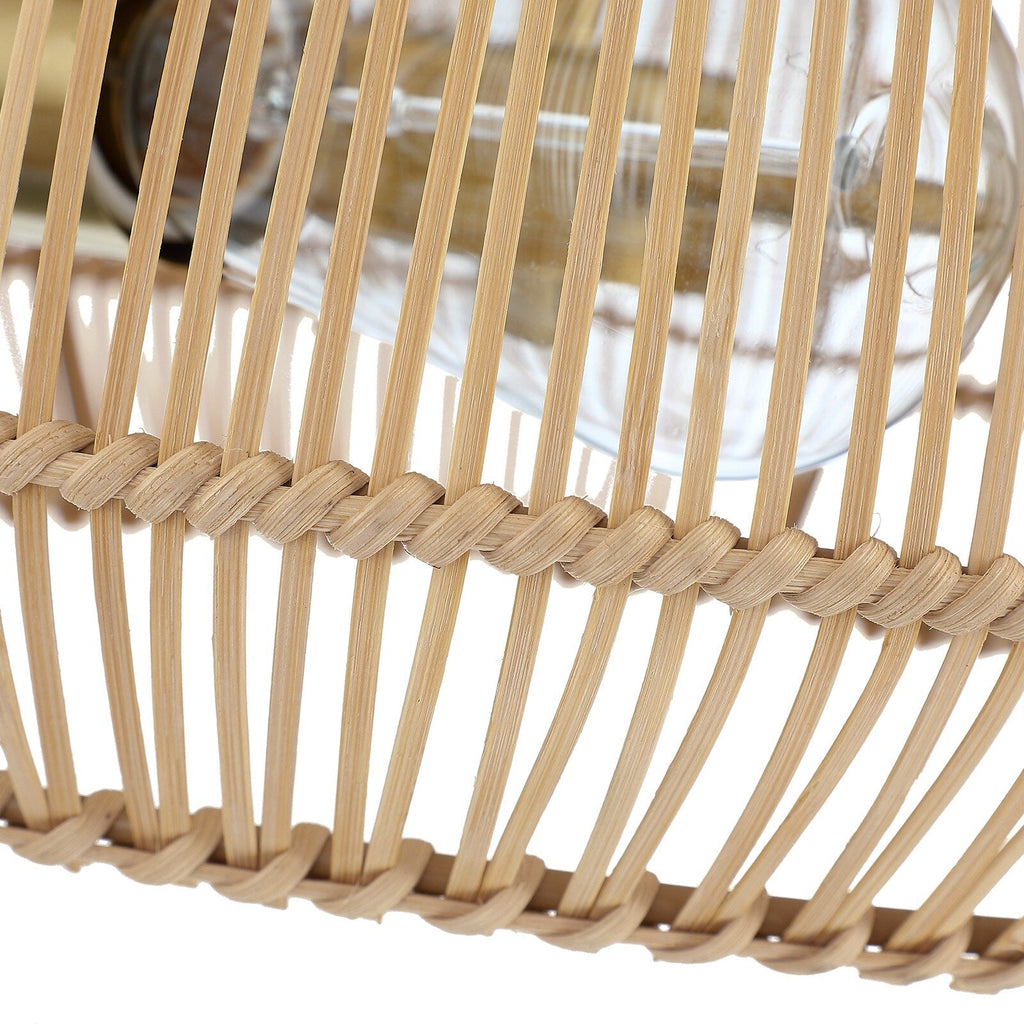 Plafonnier semi-encastré en rotin bohème à 2 lampes - Laiton