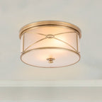 Plafonnier encastré C Cattleya à 2 lumières en laiton avec verre dépoli