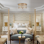 Plafonnier encastré C Cattleya à 2 lumières en laiton avec verre dépoli