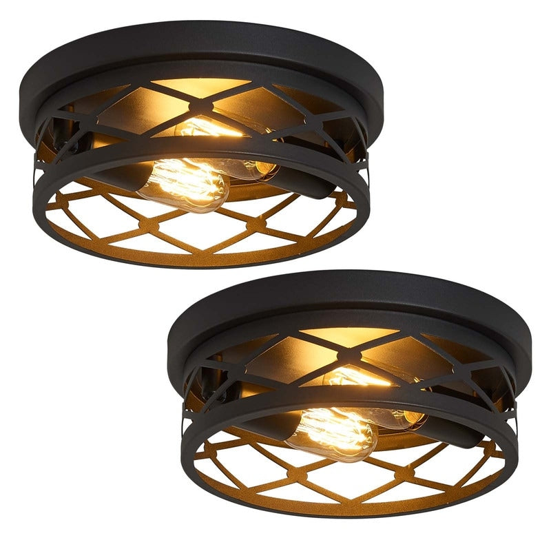 Plafonnier encastré à 2 lampes de style ferme - Lot de 2
