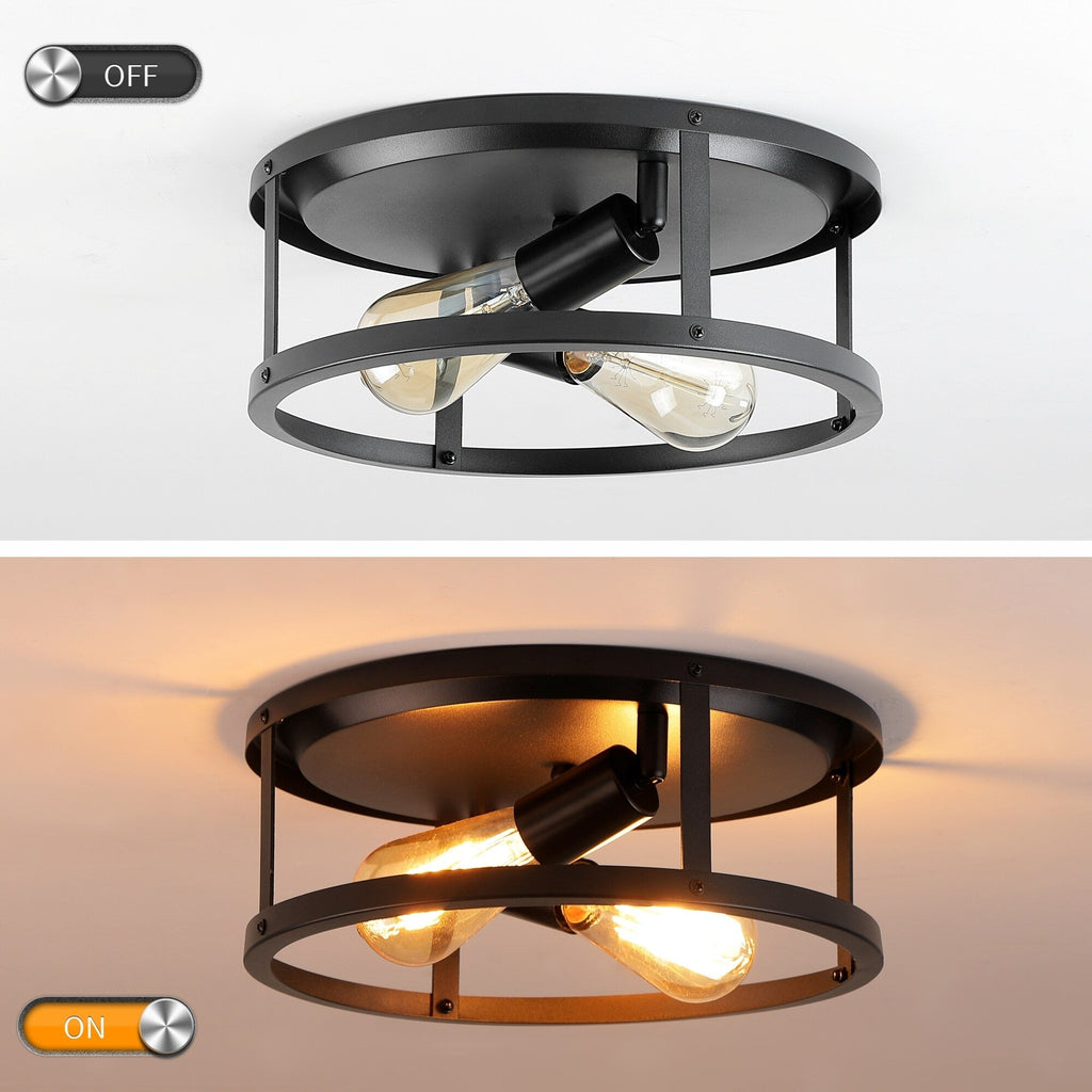 Plafonnier encastré à 2 lampes de style ferme - Lot de 2