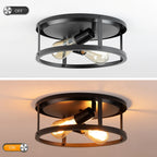 Plafonnier encastré à 2 lampes de style ferme - Lot de 2