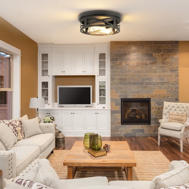 Plafonnier encastré à 2 lampes de style ferme - Lot de 2