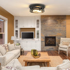 Plafonnier encastré à 2 lampes de style ferme - Lot de 2