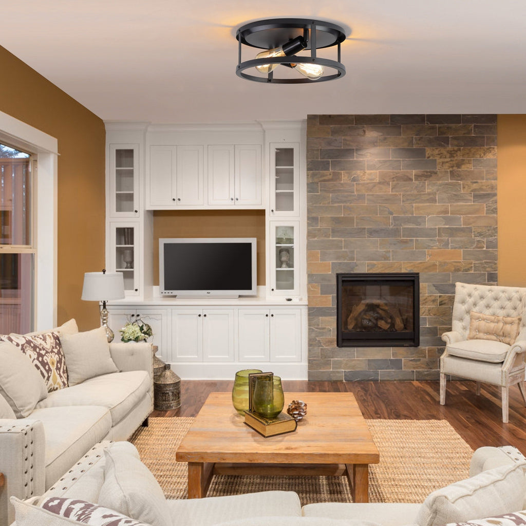 Plafonnier encastré à 2 lampes de style ferme - Lot de 2