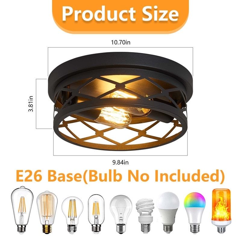 Plafonnier encastré à 2 lampes de style ferme - Lot de 2