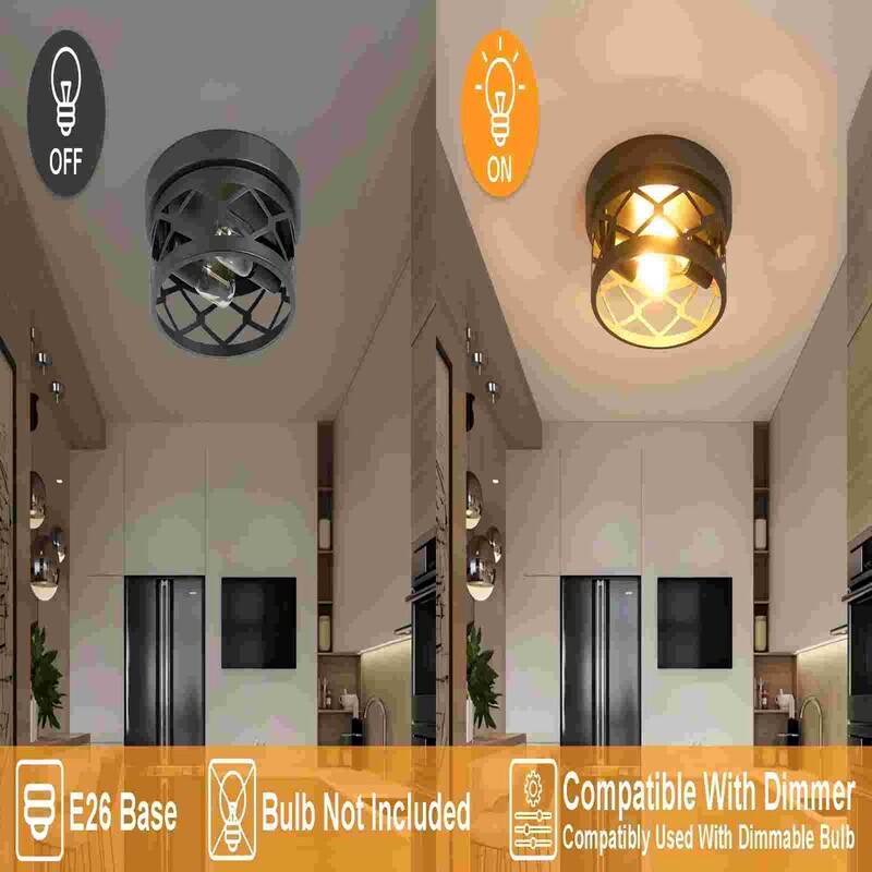 Plafonnier encastré à 2 lampes de style ferme - Lot de 2