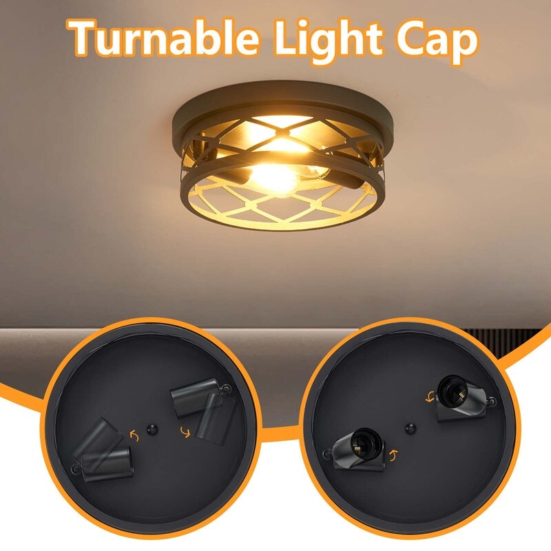 Plafonnier encastré à 2 lampes de style ferme - Lot de 2