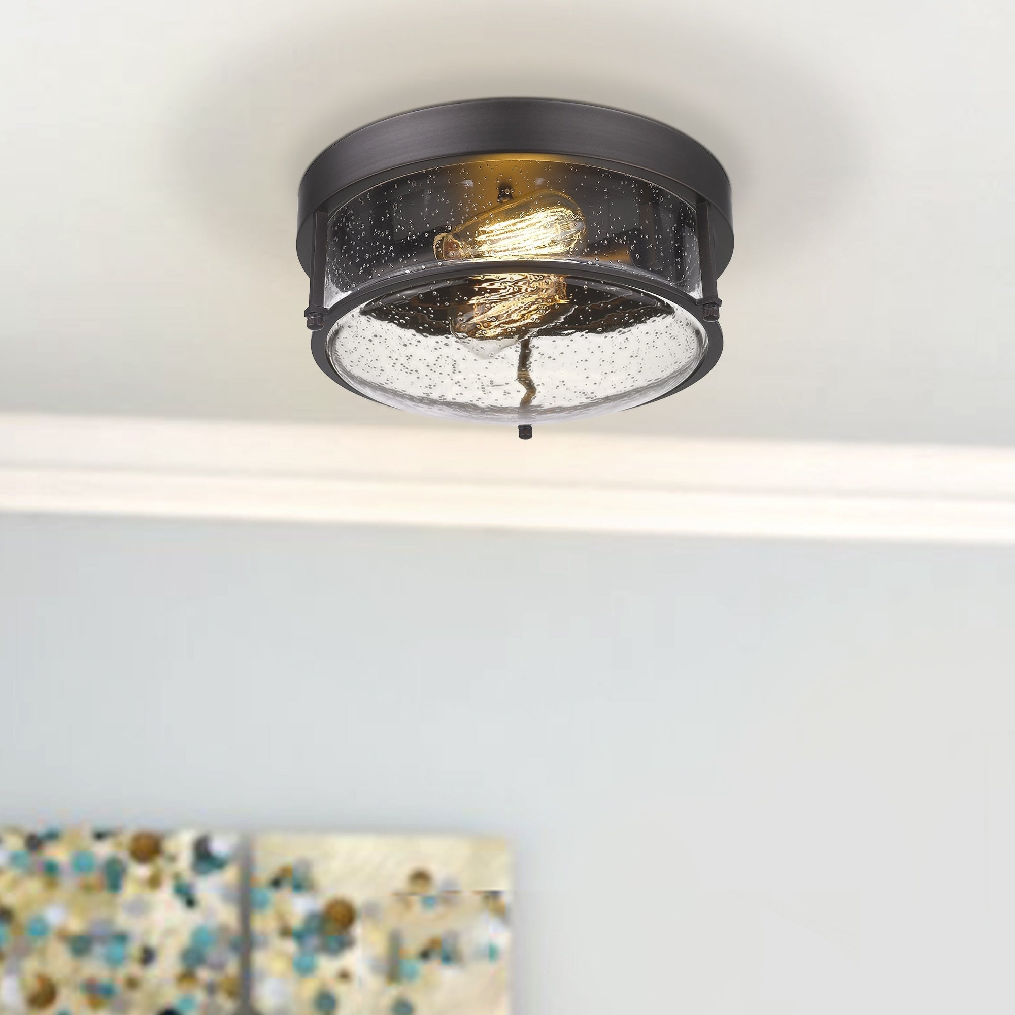 Plafonniers encastrés de style ferme à 2 lumières, finition bronze huilé