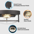 Plafonniers encastrés de style ferme à 2 lumières, finition bronze huilé