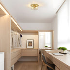 Plafonnier encastré à 2 lumières avec verre martelé transparent