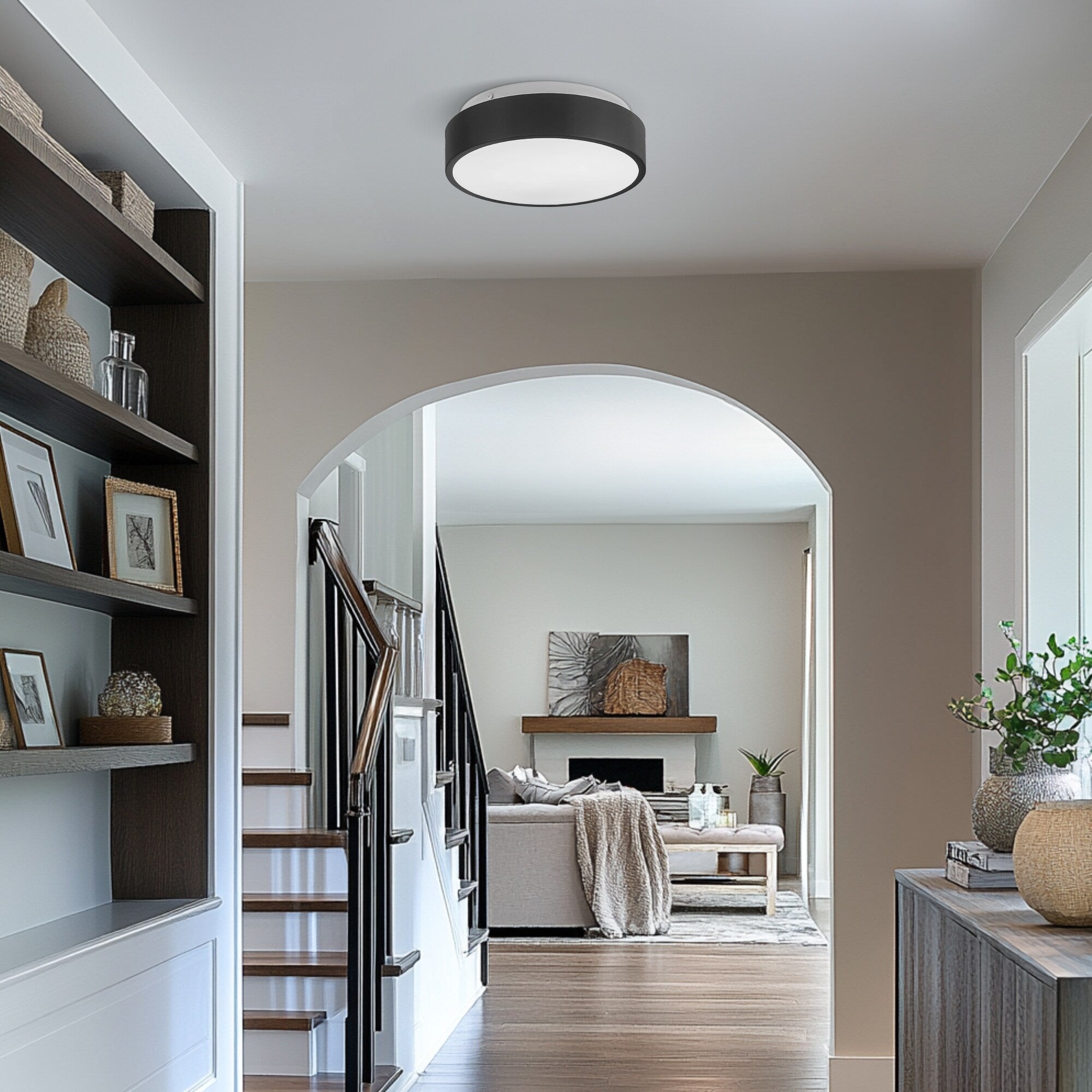 Plafonnier encastré à 2 lumières avec abat-jour en verre dépoli – 12 po L x 12 po l x 3,5 po H