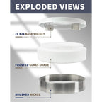 Plafonnier encastré à 2 lumières avec abat-jour en verre dépoli – 12 po L x 12 po l x 3,5 po H