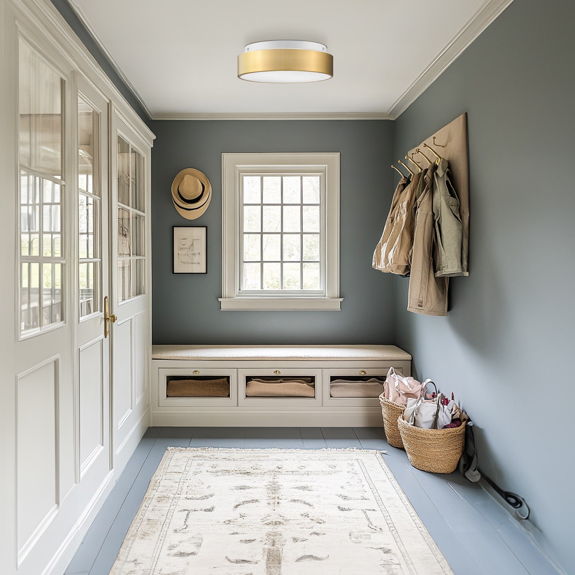 Plafonnier encastré à 2 lumières avec abat-jour en verre dépoli – 12 po L x 12 po l x 3,5 po H