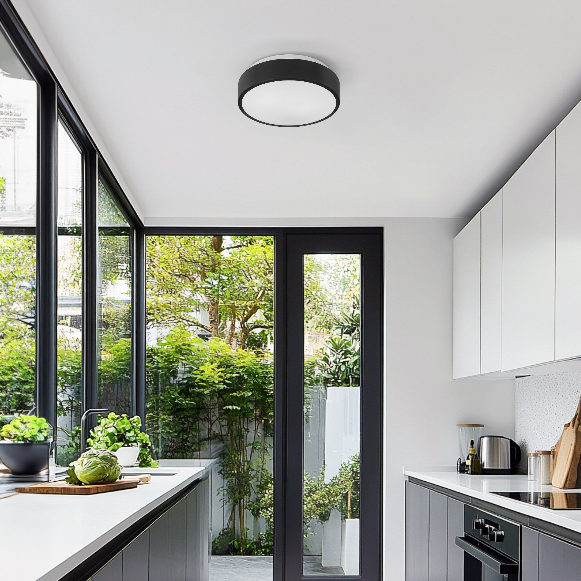 Plafonnier encastré à 2 lumières avec abat-jour en verre dépoli – 12 po L x 12 po l x 3,5 po H