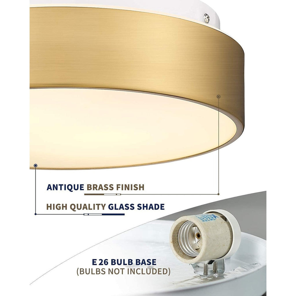 Plafonnier encastré à 2 lumières avec abat-jour en verre dépoli – 12 po L x 12 po l x 3,5 po H