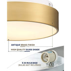 Plafonnier encastré à 2 lumières avec abat-jour en verre dépoli – 12 po L x 12 po l x 3,5 po H