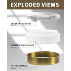 Plafonnier encastré à 2 lumières avec abat-jour en verre dépoli – 12 po L x 12 po l x 3,5 po H