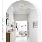 Plafonnier encastré à 2 lumières en verre transparent avec cadre en métal