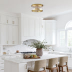 Plafonnier encastré à 2 lumières en verre transparent avec cadre en métal