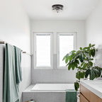 Plafonnier encastré en verre à 2 lumières avec cadre en métal