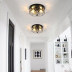 Plafonnier encastré en verre à 2 lumières avec cadre en métal