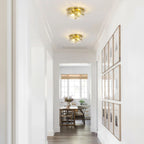 Plafonnier encastré en verre à 2 lumières avec cadre en métal