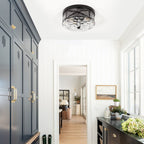 Plafonnier encastré en verre à 2 lumières avec cadre en métal