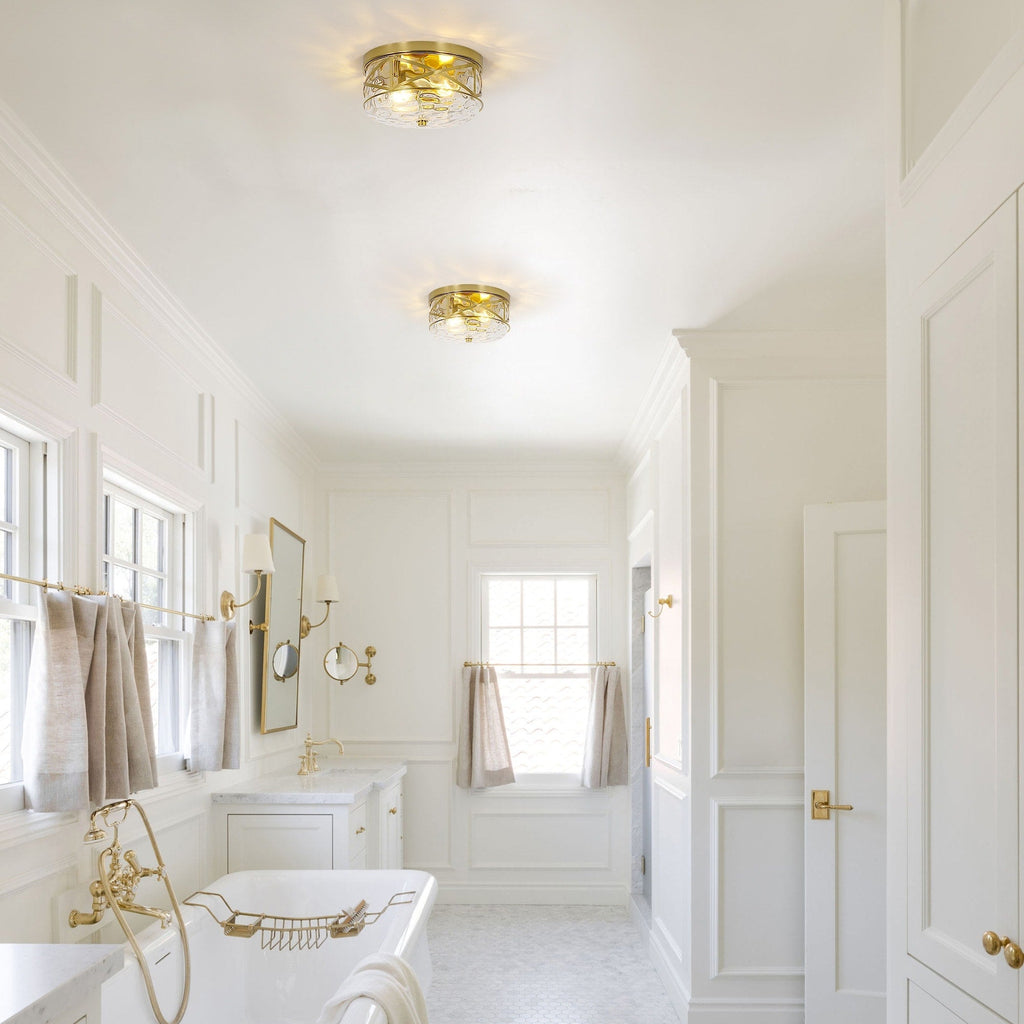 Plafonnier encastré en verre à 2 lumières avec cadre en métal