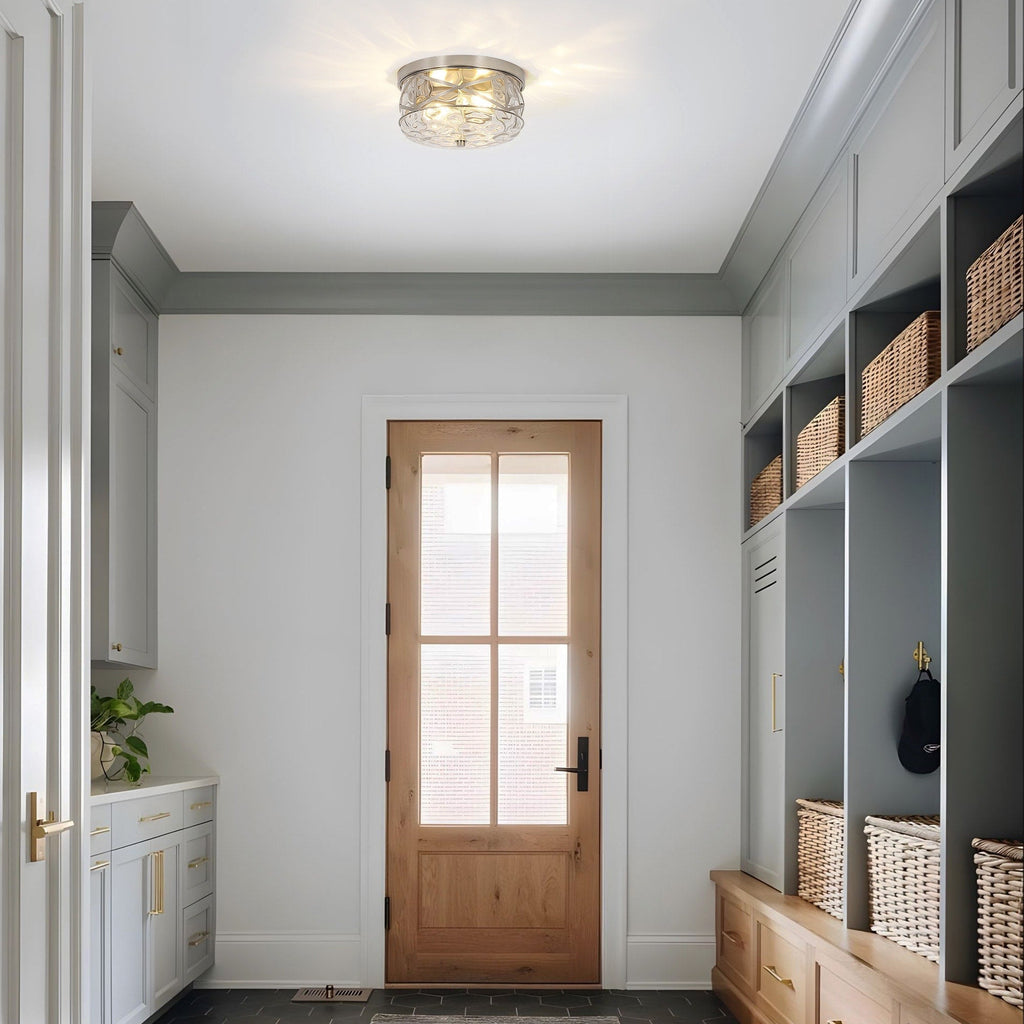 Plafonnier encastré en verre à 2 lumières avec cadre en métal