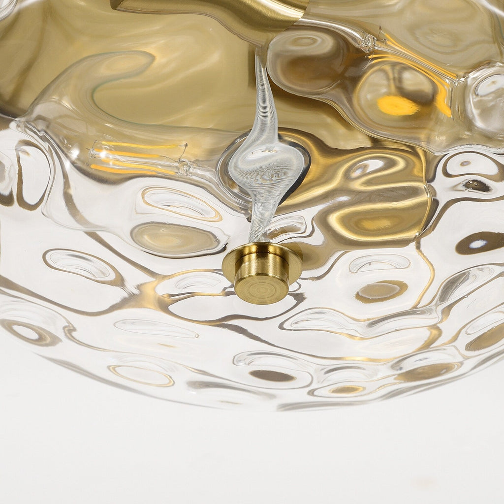 Plafonnier encastré en verre à 2 lumières avec cadre en métal